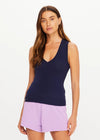 The Upside Abby V Neck Tank Top - Navy