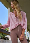 The Upside Rylee Knit Button Top - Rose Water