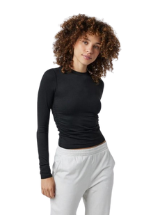  Vuori Long Sleeve Ruched Tee - Black Heather