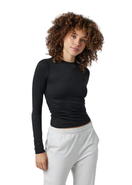Vuori Long Sleeve Ruched Tee - Black Heather