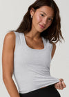 Vuori Halo Essential Scoop Tank - Pale Grey Heather
