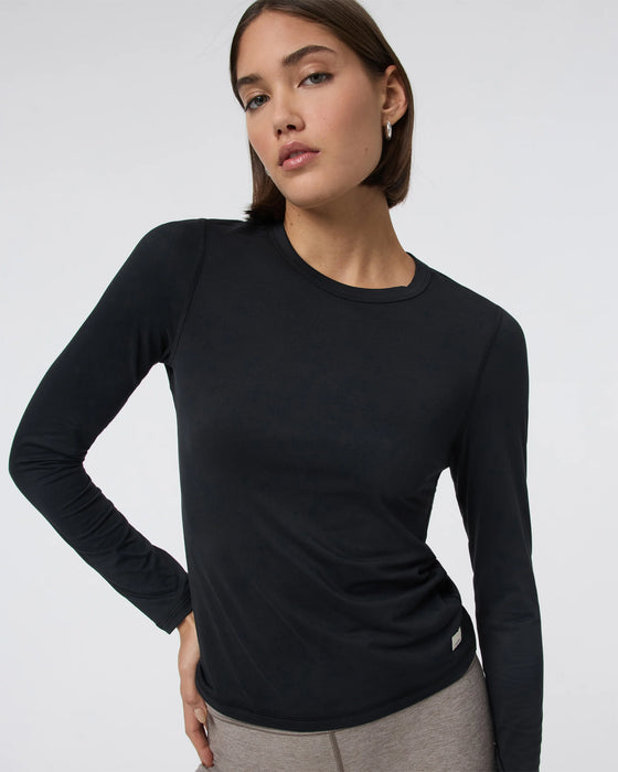 Vuori Long-Sleeve Lux Crew Tee - Black