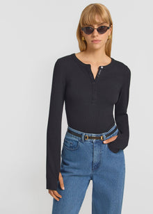  Viktoria & Woods Clique Rib Henley - Black