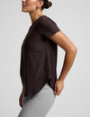 Beyond Yoga Featherweight On The Down low Tee - Dark Chocolate Heather