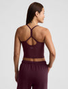 Beyond Yoga Spacedye Slim Racerback Cropped Tank - Cabernet Heather