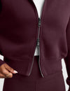 Beyond Yoga Double Zip Cropped Jacket  Cabernet