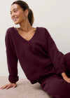 Beyond Yoga LuxeFleece 2.0 V-Neck Sweatshirt - Cabernet