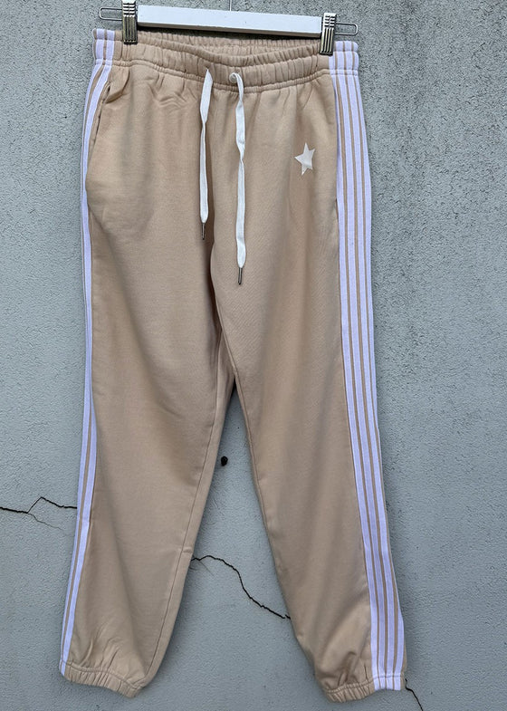 Sophie Moran Cuff Trackpants - Beige/White