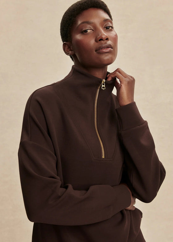 Varley Hawley Half Zip Sweat - Coffee Bean