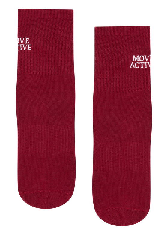 MoveActive Crew Non Slip Grip Socks - Signature Crimson