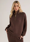 Varley Hawley Half Zip Sweat - Coffee Bean Marl