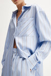 Elka Collective Henry Stripe Shirt - Blue Stripe