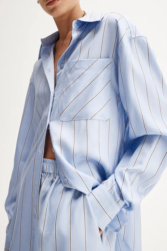 Elka Collective Henry Stripe Shirt - Blue Stripe