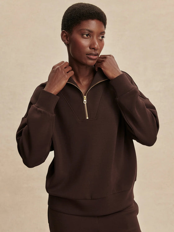 Varley Hawley Half Zip Sweat - Coffee Bean