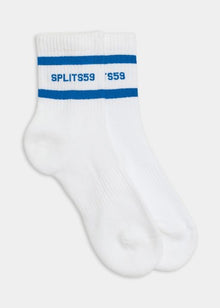  Splits59 Logo Stripe Quarter Socks - White/C Blue