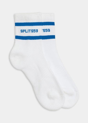 Splits59 Logo Stripe Quarter Socks - White/C Blue