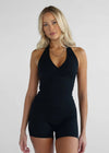 Leelo Sculpt Halter Neck Tank - Black