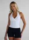 Leelo Sculpt Halter Neck Tank - White