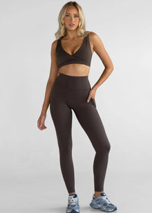  Leelo Sculpt Full Length Pocket Legging - Dark Chocolate