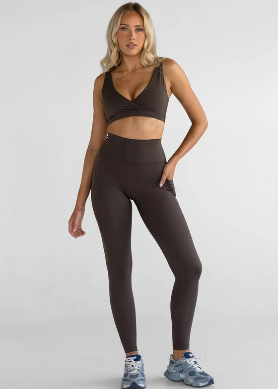 Leelo Sculpt Full Length Pocket Legging - Dark Chocolate