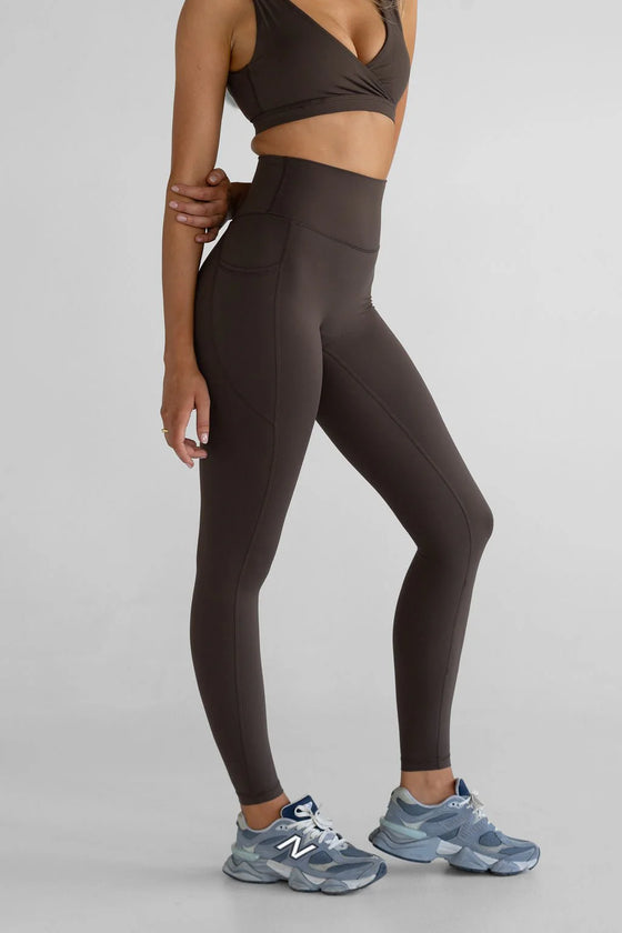 Leelo Sculpt Full Length Pocket Legging - Dark Chocolate