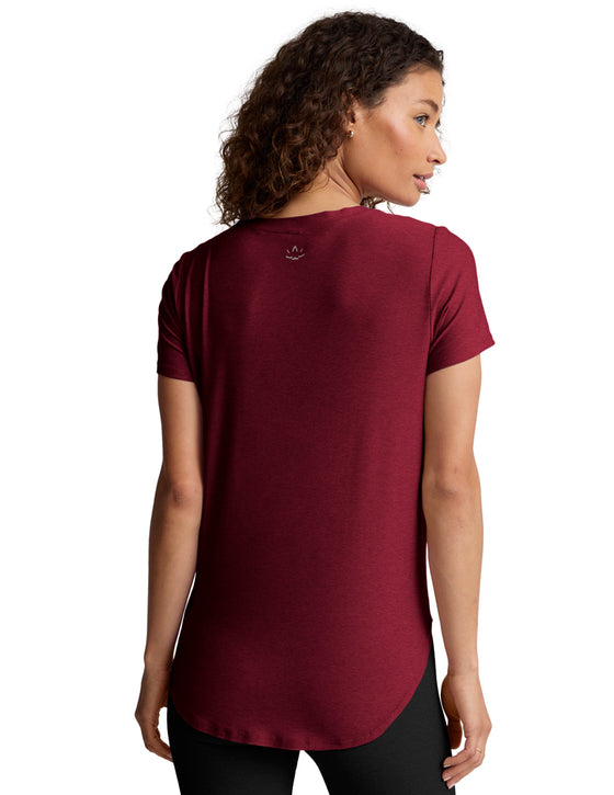 Beyond Yoga Featherweight On The Down low Tee - Ruby Rush Heather