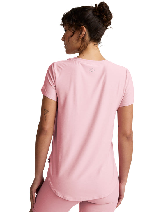 Beyond Yoga Featherweight On The Down low Tee - Frosty Pink Heather