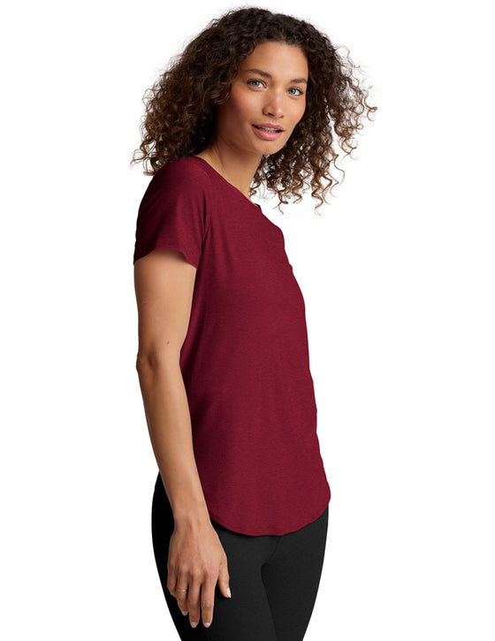 Beyond Yoga Featherweight On The Down low Tee - Ruby Rush Heather