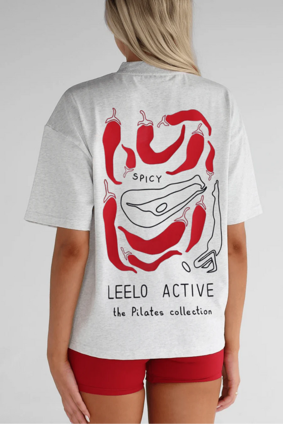 Leelo V6 Pilates Collection Oatmeal Chilli Tee