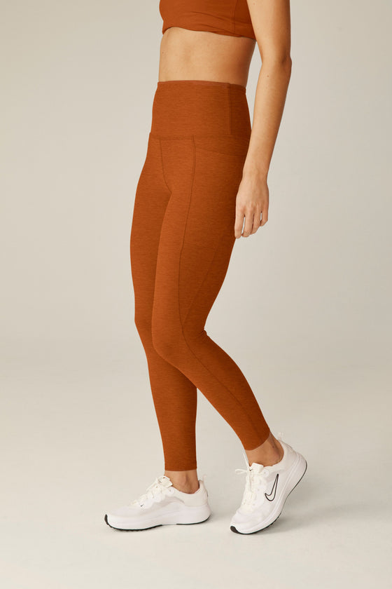 Beyond Yoga Out of Pocket High Waisted Midi Legging - Warm Clay Heather