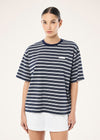 P.E Nation Oversized Spark Tee - Dark Navy Stripe