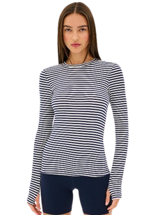  Splits59 Louise Rib Long Sleeve - White/Indigo Stripe