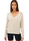 Splits59 Bennie Fleece V-Neck Sweatshirt - Oat/White