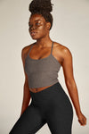 Beyond Yoga Spacedye Slim Racerback Cropped Tank - Soft Umber Heather