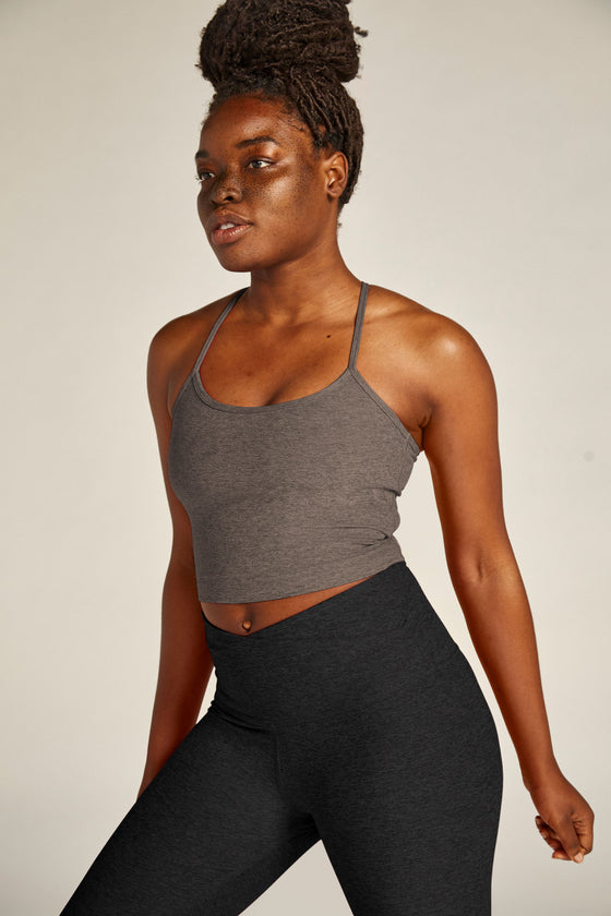 Beyond Yoga Spacedye Slim Racerback Cropped Tank - Soft Umber Heather