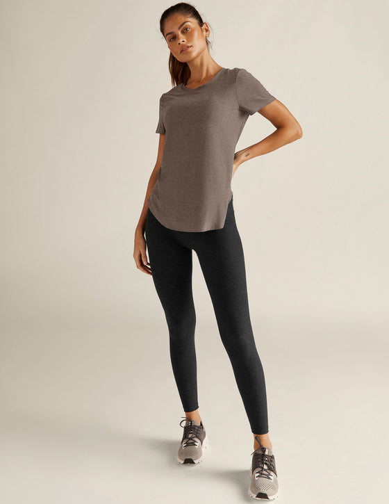 Beyond Yoga Featherweight On The Down Low Tee - Soft Umber Heather